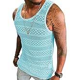 Syktkmx Mens See Through Vest Crewneck Sleeveless Tank Tops Muscle Sexy Mesh Shirts