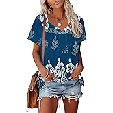 Disamer Summer Tops for Women 2025 Trendy Boho Floral Tank House Short Sleeve Shirts Loose Fit Tunic Top Dressy Casual Blouse