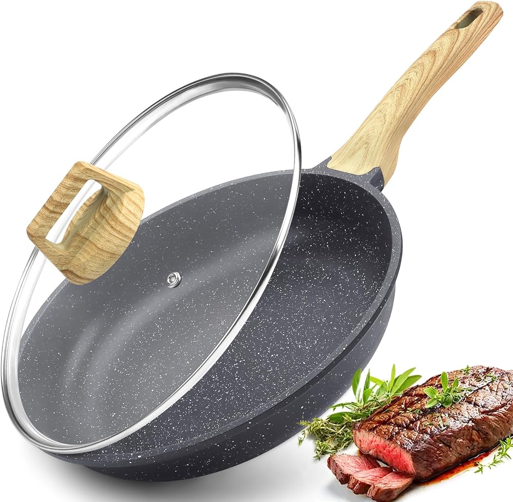 GiPP Nonstick Skillet Grey Granite 20cm with Lid Induction Compatible