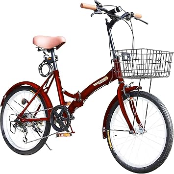 Amazon 折りたたみ自転車 インチ Mb 02 シマノ6段変速ギア フロントライト ロック錠 カゴ付き 折畳み 自転車 折り畳み自転車 ミニベロ 小径車 Wine Red Mobimax 折りたたみ自転車