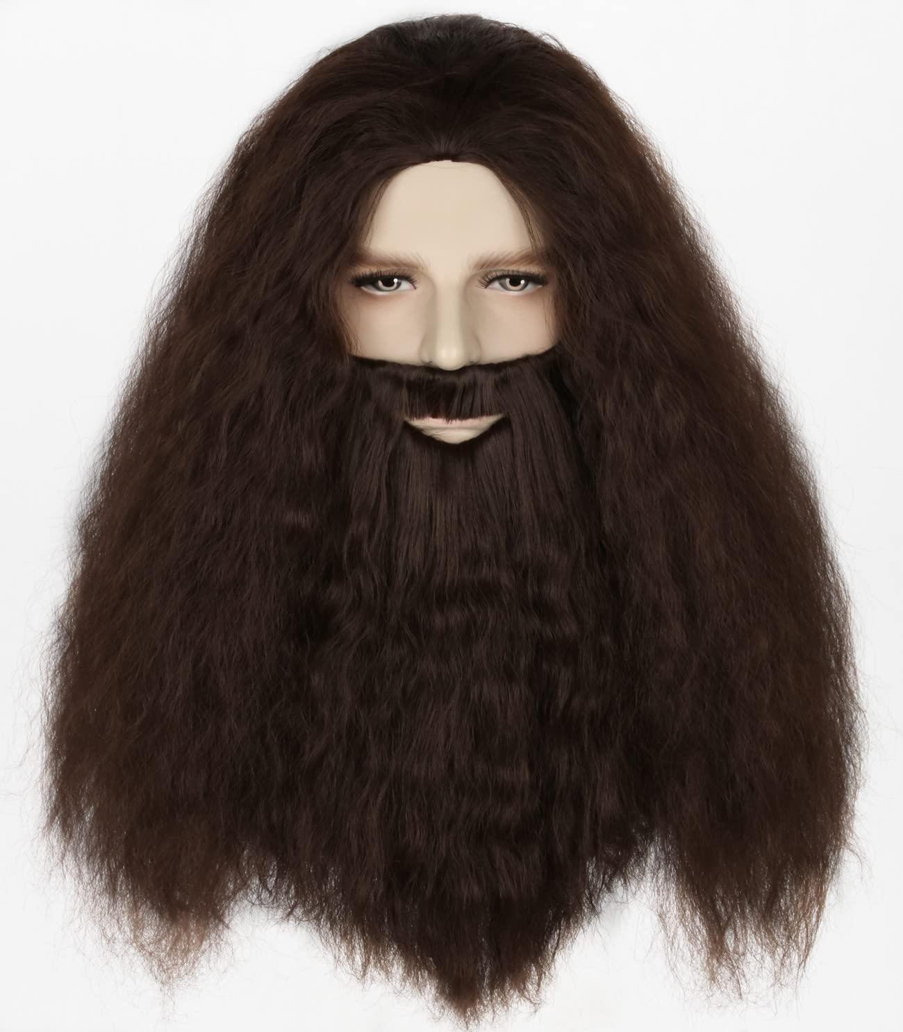 LeMarnia Men's Dark Brown Long Curly Hair Beard Wig for Cosplay Halloween Costume Wig โ image 1