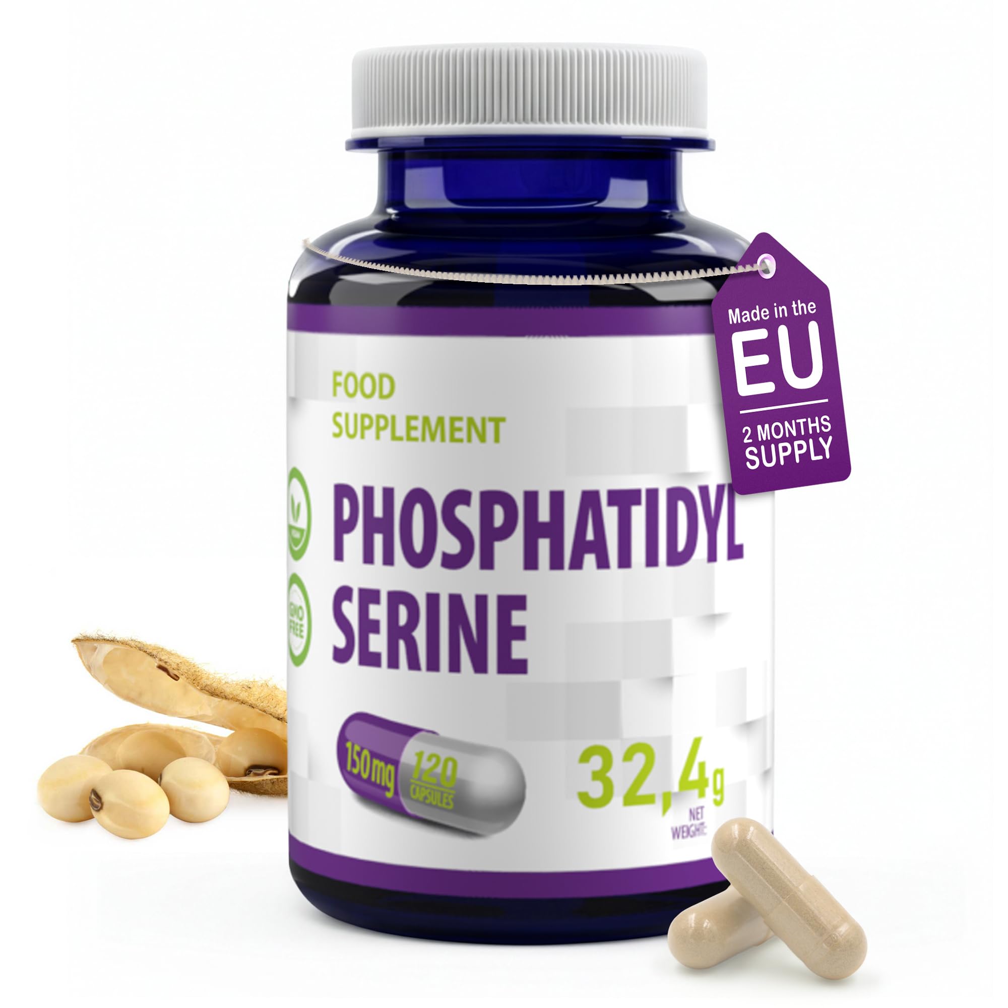 Hepatica Phosphatidylserine 150mg | 120 Vegan Capsules | High Strength Brain, Memory & Cognitive Support | 3rd Party Lab Tested | Gluten & GMO Free