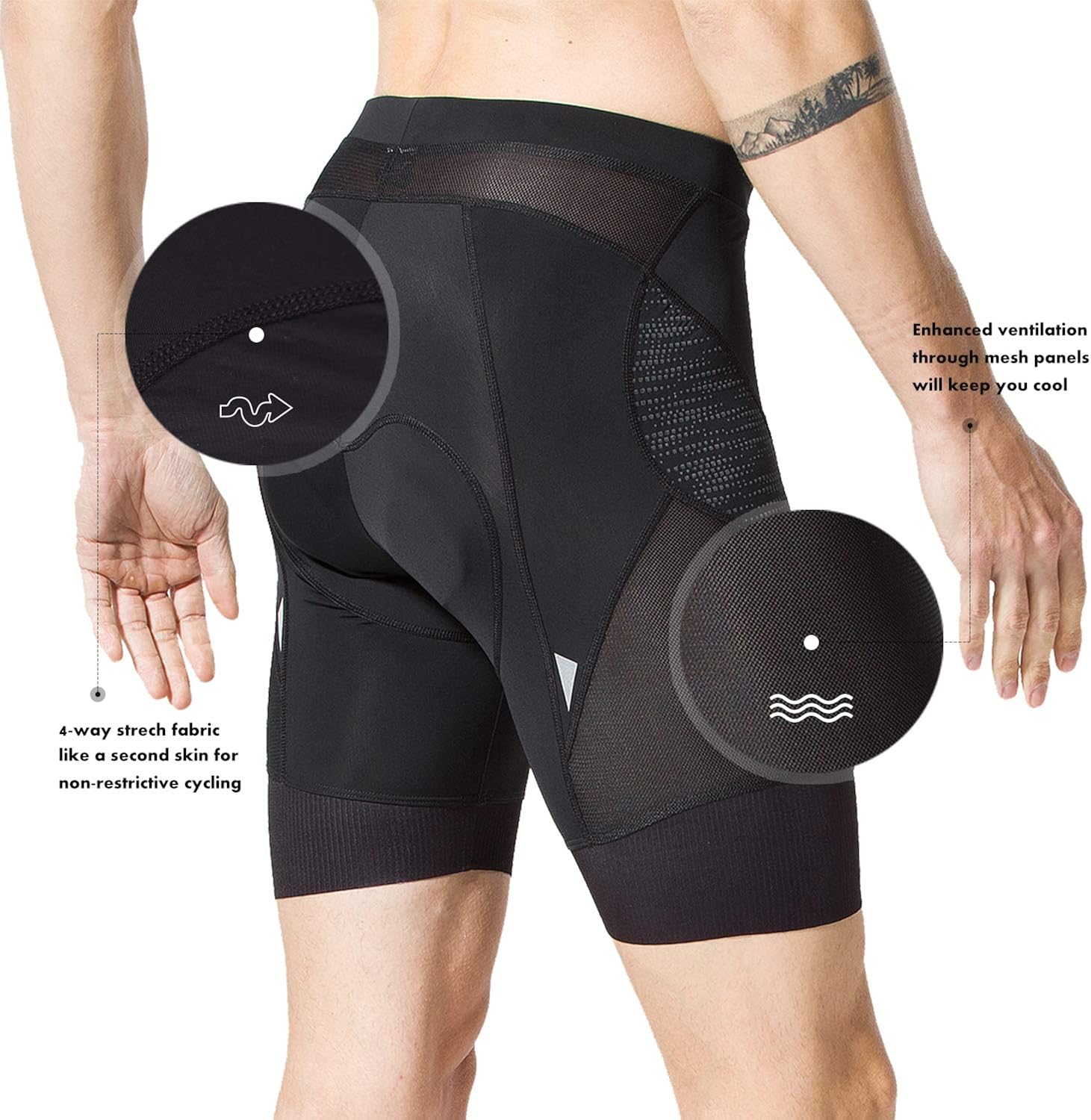 Eco-daily Men's Cycling Shorts Padded Bicycle Riding Half Pants Bike Biking Cycle Tights: Clothing