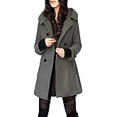 Tanming Women's Warm Double Breasted Wool Pea Coat Trench Coat Jacket with Hood