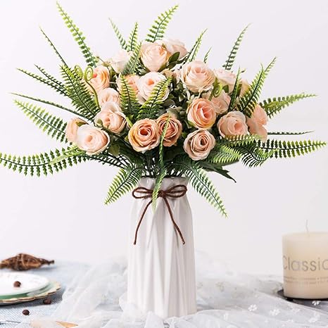 Amazon Yiliyajia バラ 花瓶付き ミニ 人工シルク バラの花瓶 かわいい花 松ぼっくり センターピース ホームテーブル用 造花 オンライン通販