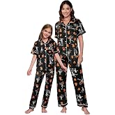 Mommy and Me Pajamas Mother Daughter Family Matching Sleepwear Button Down Silky Satin Nightwear
