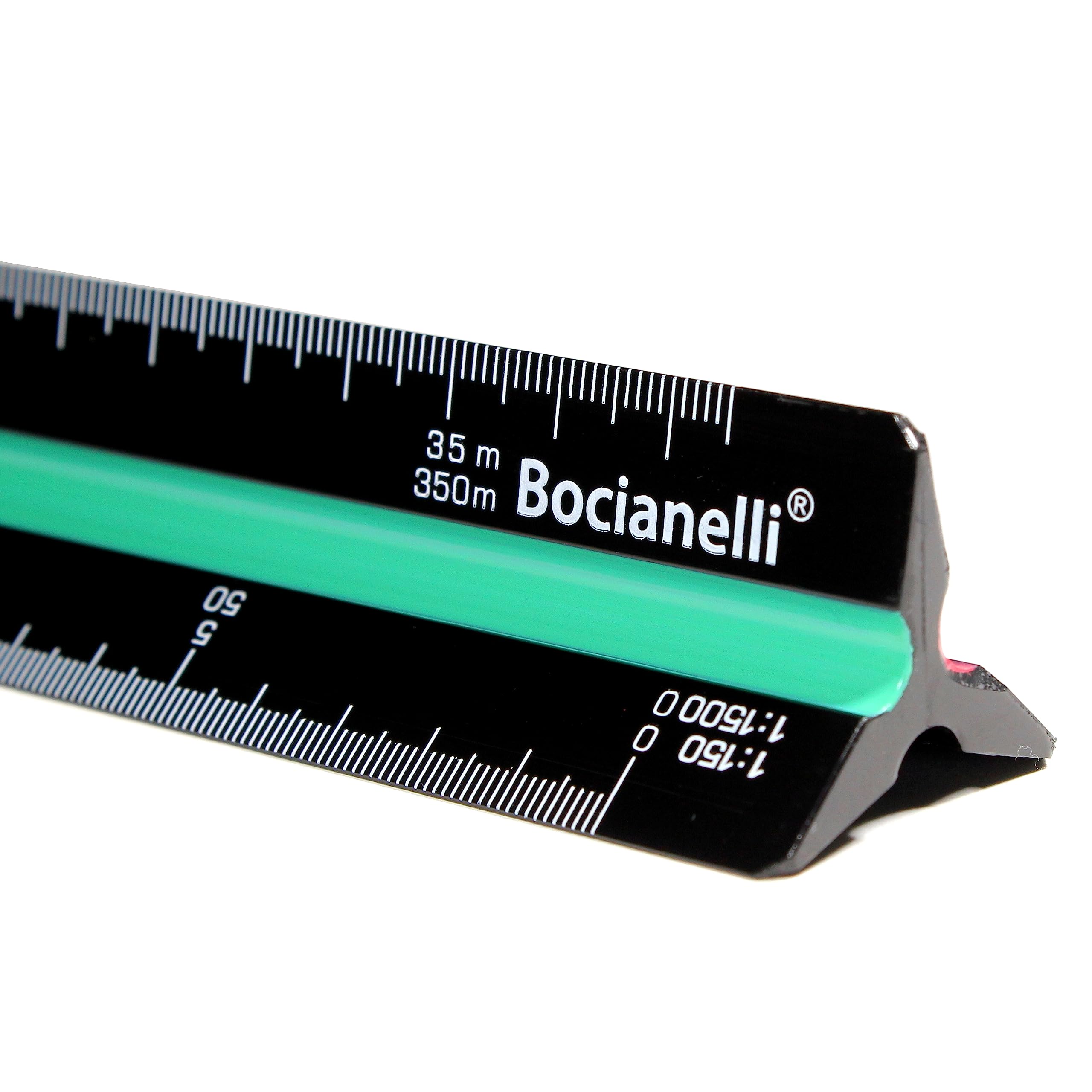 Bocianelli Plastic 30cm Triangular Ruler, Metric, 12 Scales for Architects Engineers, Black with White Letters 1:10 1:20 1:25 1:50 1:75 1:100 1:125 1:200 1:250 1:500 1:750 1:1250