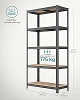 SONGMICS 5-Tier Steel Shelving Unit 875 kg Load 40 x 90 x 180 cm Grey GLR040G01 view 3