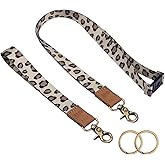 Wisdompro Lanyards for Keys, Cute Wrist & Neck Lanyard for Women, Breakaway Lanyard for ID Badges, Car Keys, Wallet - Leopard
