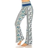 LA12ST High Waisted Yoga Flare Leggings for Women Tummy Control Printed Palazzo Pants Buttery Soft Bell Bottom Pants