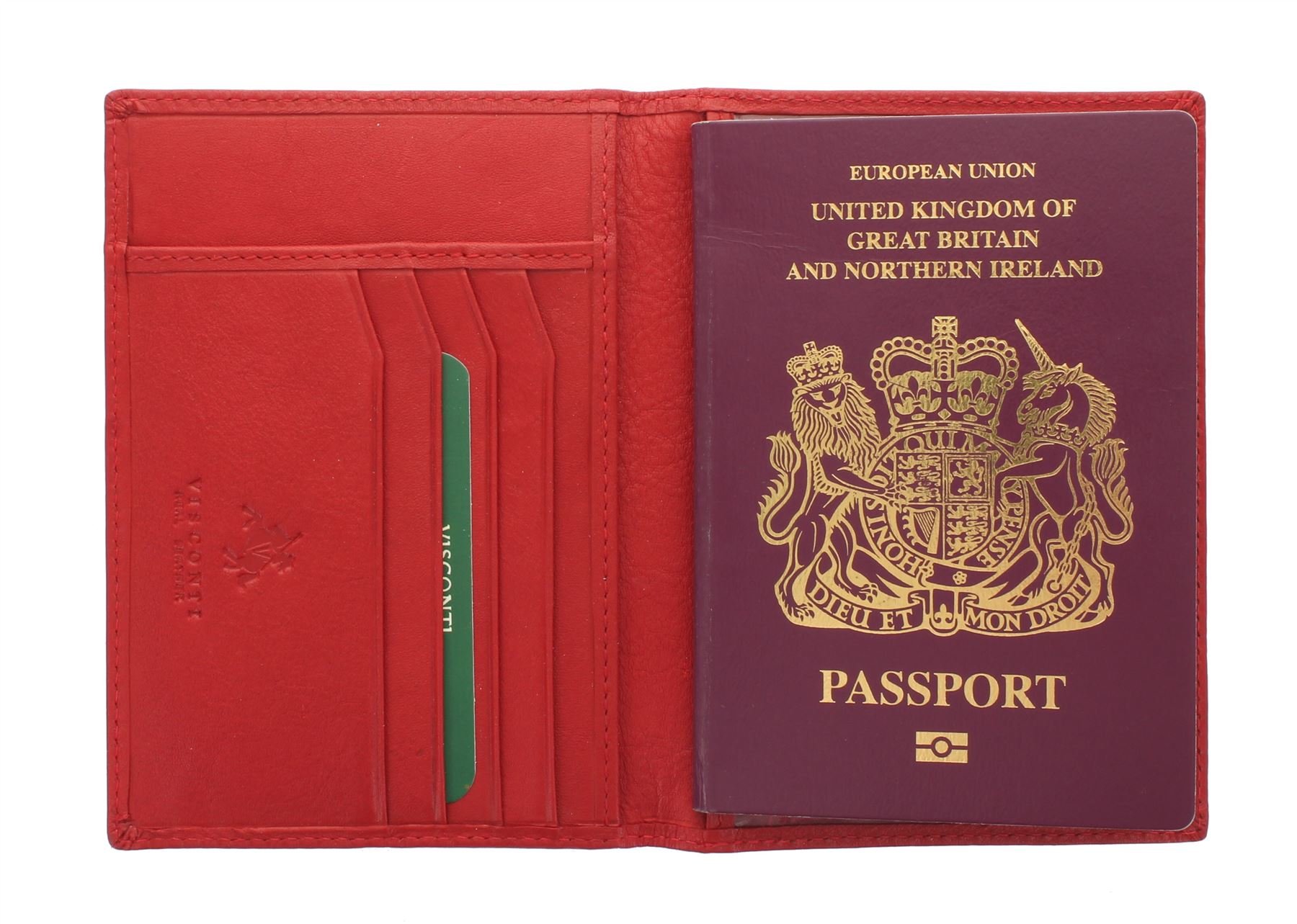 VISCONTI Polo Collection Leather Passport Holder RFID Blocking 2201 Red