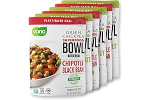 Vana Life's Foods Plant based Ready Meal - Green Chickpea Superfood Bowl Heat and Eat Microwaved Cooked Bowl | Product of the USA (Chipotle & Lime Combo, 6-Pack)