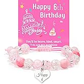 ZZLTAWS Birthday Bracelets Gifts for 1 2 3 4 5 6 7 8 Year Old Girls, Pink and white crystals Heart Charms Bracelets, Birthday Gifts for Girls Daughter Granddaughter Niece