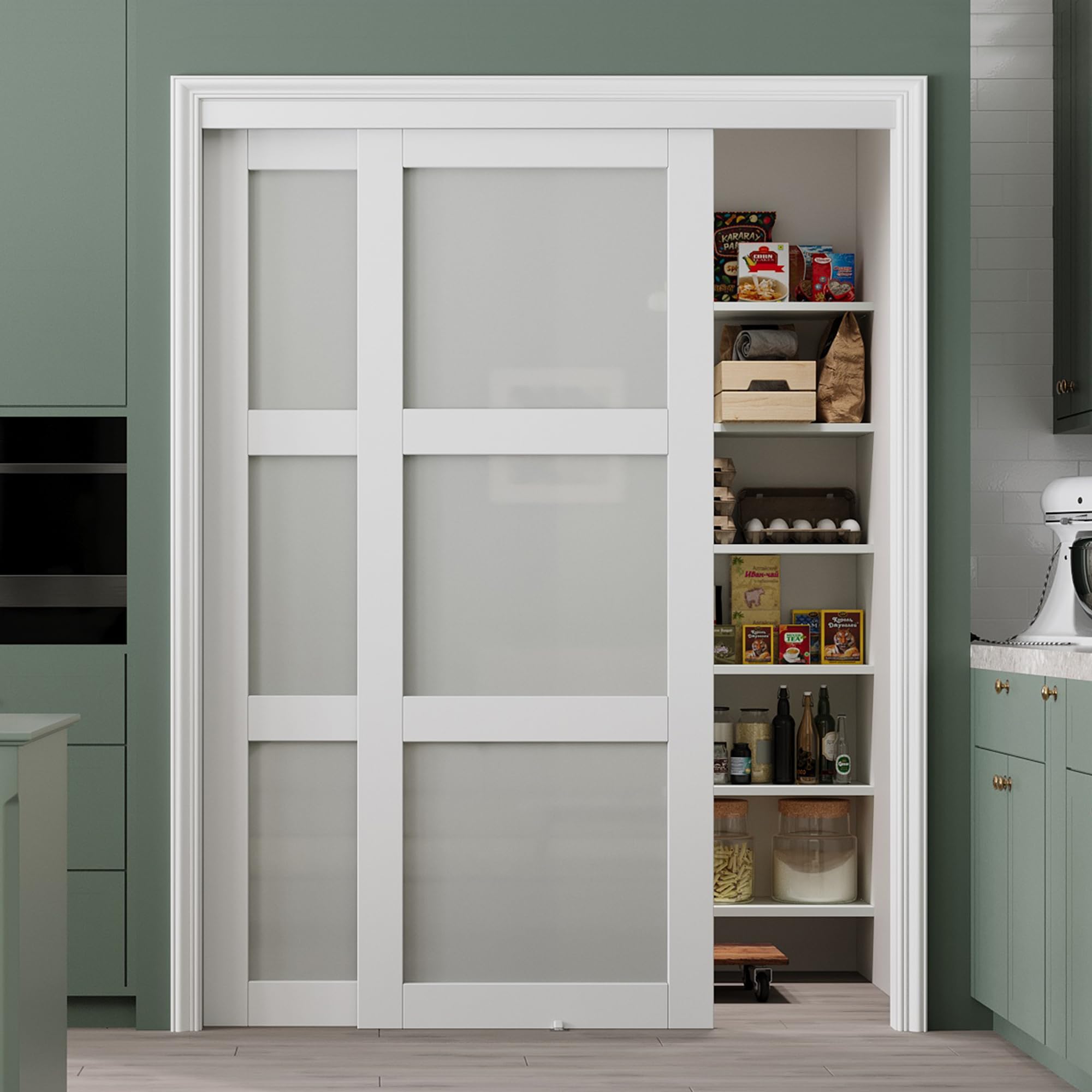 Bypass Glass Sliding Closet Door 48x80, Double