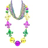Robbstark Mardi Gras Beads Set Mardi Gras Decorations Necklaces Metallic Purple Gold Green Assorted Unique Designs For Masquerade Costume Party Favors Supplies(13 Pcs)