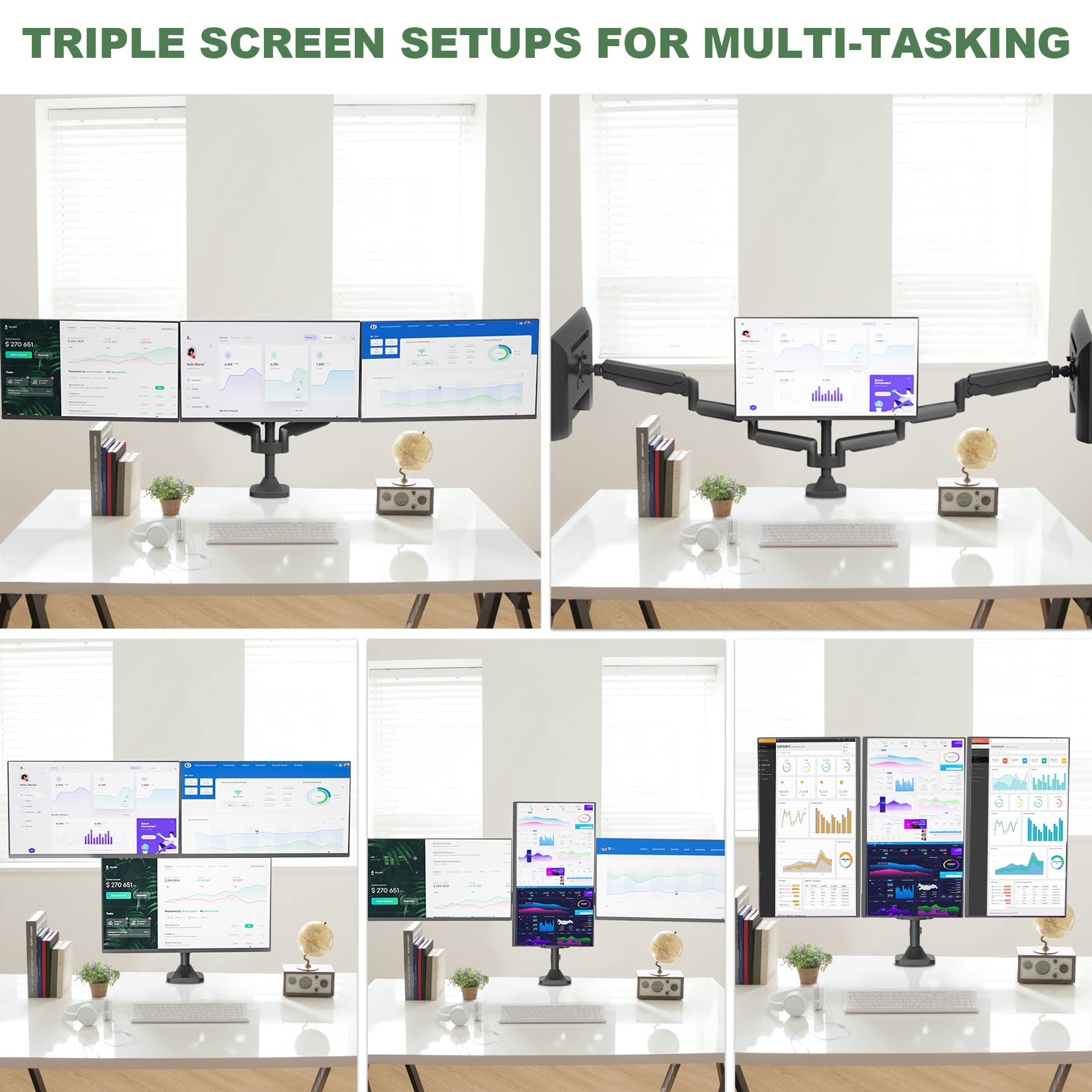 Mua Triple Monitor Stand, 3 Monitor Desk Mount for Three Computer ...
