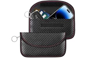 BRILLIRARE 2 Pack Faraday Bags for Key Fob Cell Phone, 8.3x4.3in Faraday Pouch Car Keys RFID Signal Blocking Holder, Waterproof Keyless Entry Blocker Protector, Anti-Theft Security Cage Case, Carbon Fiber
