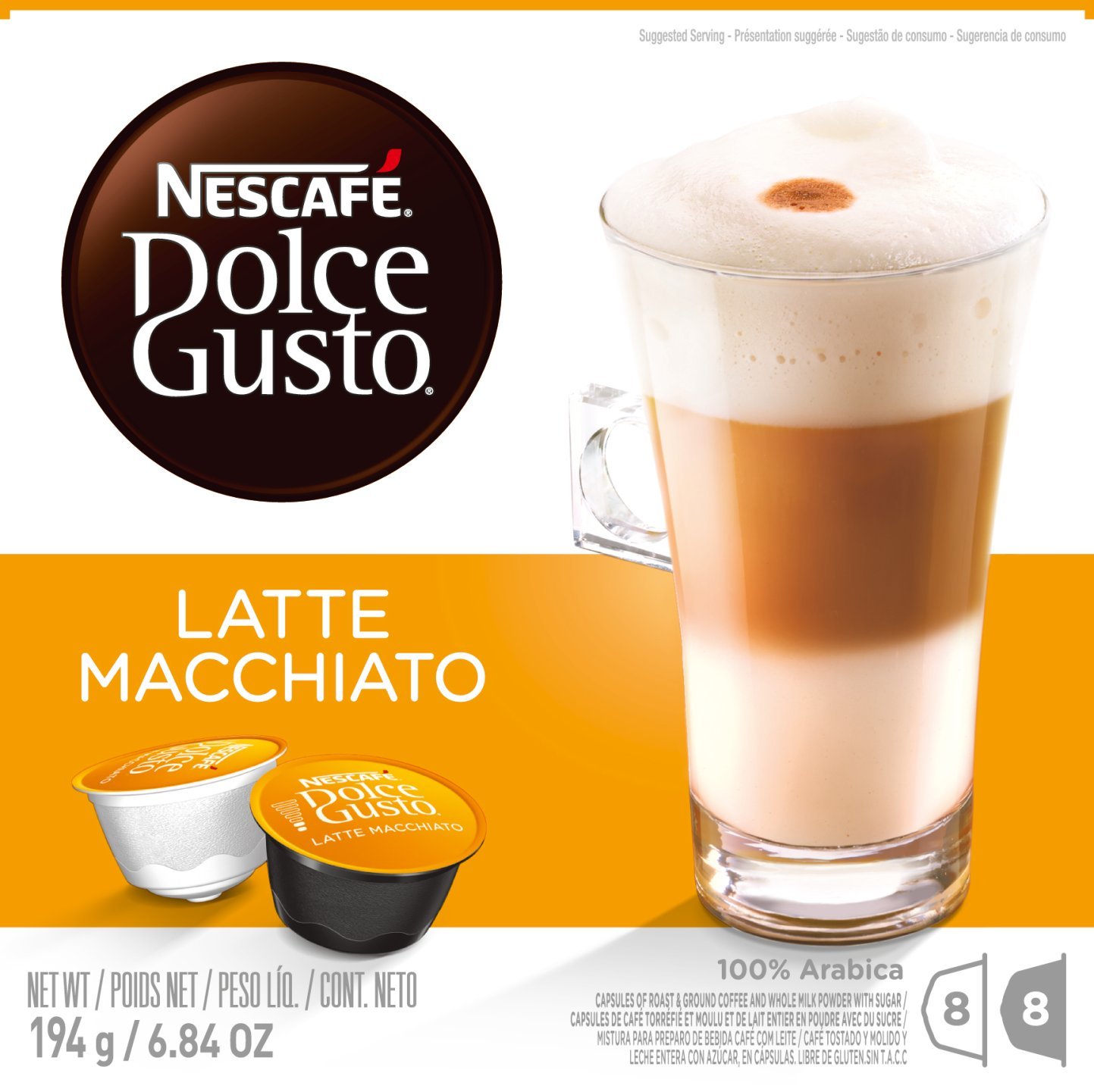 Nescafe Dolce Gusto Latte Macchiato Capsules, 16 Count