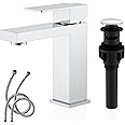 KENES Chrome Bathroom Faucet Single Handle Bathroom Sink Faucet Lavatory Vanity Faucet with Pop Up Drain & Water Supply Lines LJ-9031-5