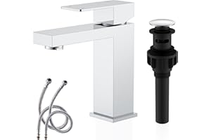 KENES Chrome Bathroom Faucet Single Handle Bathroom Sink Faucet Lavatory Vanity Faucet with Pop Up Drain & Water Supply Lines
