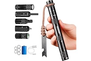 GANETECK SMART LIGHTING FOR LIFE Camping Survival Kits, 9 in 1 Multitool Survival Kit with Flashlight, Fire Starter, Whistle, Glass Breaker, Compass, Paracord, EDC Stocking Stuffers and Gifts for Men Women (Black)