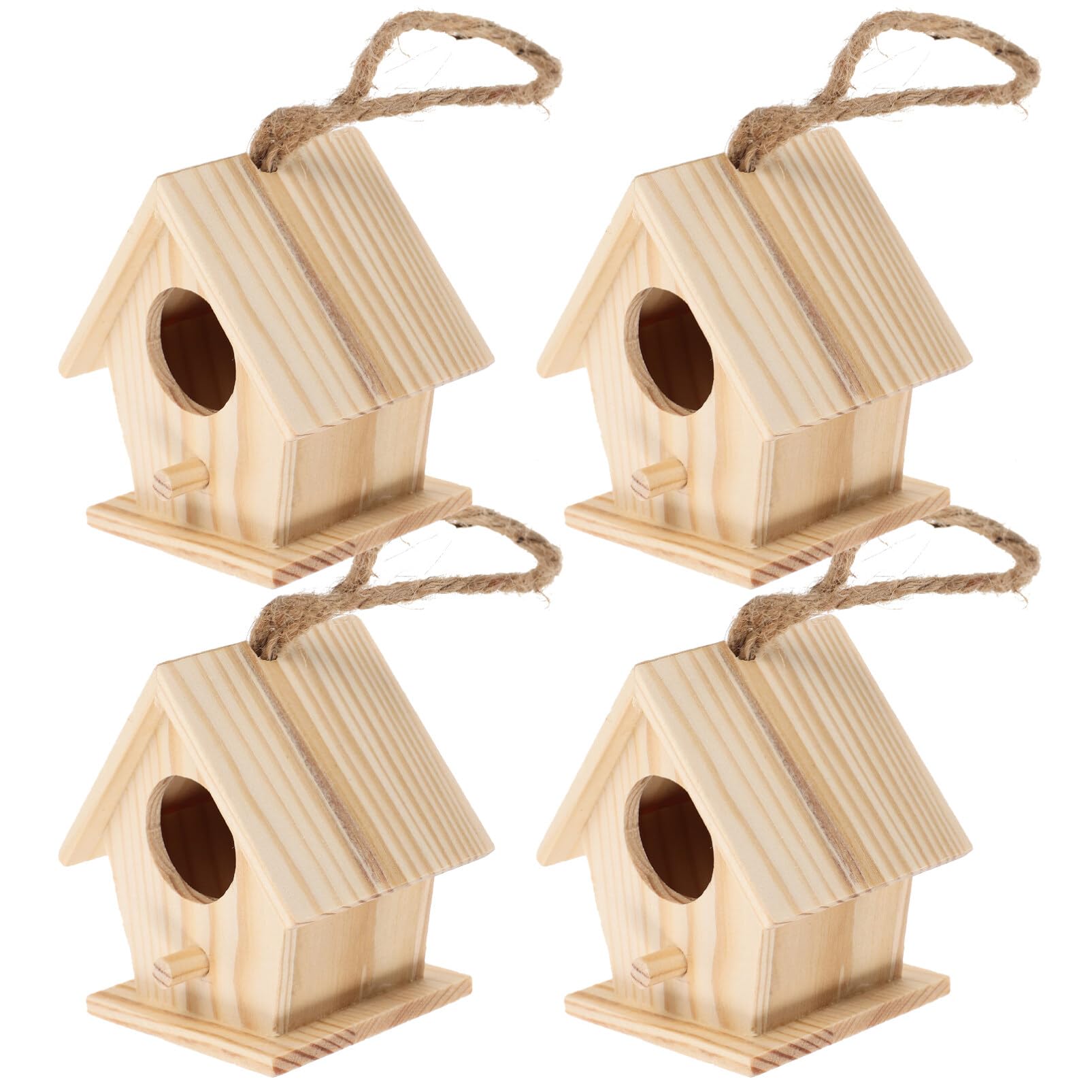Artibetter 4pcs Wooden Birdhouse Kits, Unfinished Paintable Birdhouse for Kids Crafting, Creating and Decorating