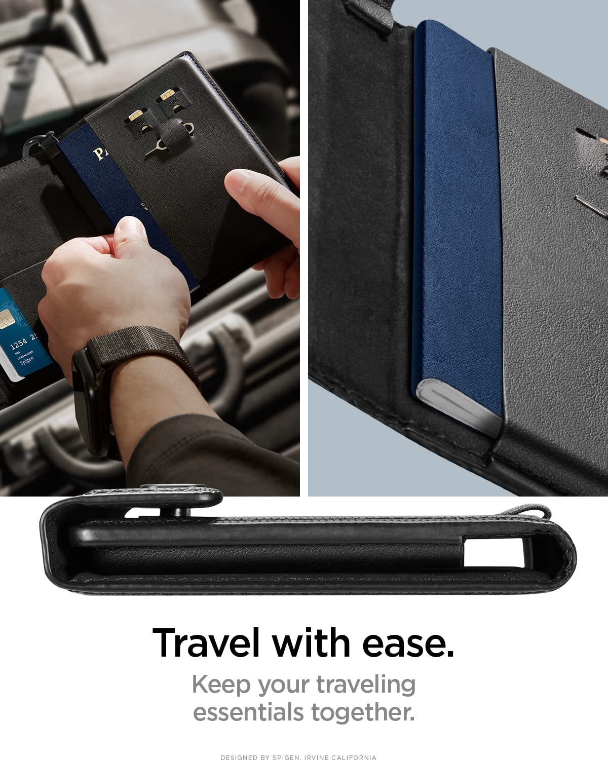 Spigen Life Passport Card Cover Holder Wallet Travel Documents Organizer Protector Accessories with RFID Blocking Technology SIM Card Pin Included