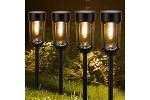 HUYIENO Solar Pathway Lights 8pk Outdoor Garden Path Lights Stainless Steel Solar Powered Landscape Lighting for Walkway Yard Garden Lawn