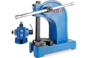 YTOXEO Arbor Press, 1 Ton Manual Arbor Press, 5.5" Maximum Height, 25 lbs Weight Cast Iron Heavy-duty Manual Desktop Arbor Press, Hand Press for Riveting, Punching, Bending (Blue, 1 Ton)
