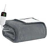 BOMOVA Heated Electric Blanket Twin - 62" x 84" Heating Blanket with 10 Heating Levels & 8 Hours Auto Off, Warm Flannel Blanket, Christmas Birthday Gifts for Women