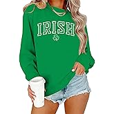 Zylkor St Patrick Day Sweatshirt Women Clover Lucky Sweatshirts Irish Shamrock Print Pullover Casual Long Sleeve Tops