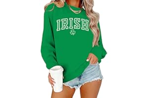 Zylkor St Patrick Day Sweatshirt Women Clover Lucky Sweatshirts Irish Shamrock Print Pullover Casual Long Sleeve Tops