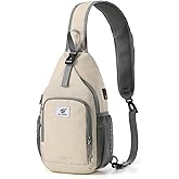 SKYSPER Sling Bag RFID Crossbody Sling Backpack Cross Body Shoulder Bag Travel Hiking Daypack for Women Men(Beige)