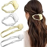 4PCS Flat Claw Clips for Women, Geometric Metal French Hair Barrette Non-slip Hair Alligator Clips for Thick Hair Fashion Hair Accessories