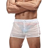 FIROTTII Mens Mesh Shorts Sexy Boxers See Through Boxers for Men