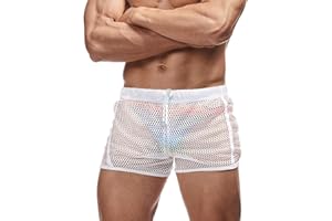 FIROTTII Mens Mesh Shorts Sexy Boxers See Through Boxers for Men