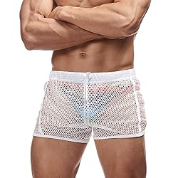 FIROTTII Mens Mesh Shorts Sexy Boxers See Through