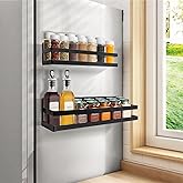 Uten Large Magnetic Spice Rack for Refrigerator, 2 Pack Enhanced Magnetic Shelves, Magnetic Shelf Moveable Fridge Organizer for Kitchen Holding Spices, Jars, Perfect Space Saver Storage Spice Rack