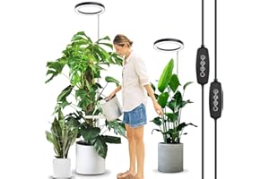 LORDEM 10" Full Spectrum Plant Light, 160 LEDs Large Grow Light for Indoor Tall Plants, Growing Lamp with 4/8/12H Auto Timer, 10 Dimmable Levels, 3 Spectrum Modes, 65" Height Adjustable, Pack of 2