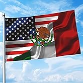 Mexican American Flag Usa México Mexico America Flags 3x5 Ft Double-Sided Printed Indoor/Outdoor Polyester Decoration Banner Brass Grommets 3x5 Foot National Flags For Outside