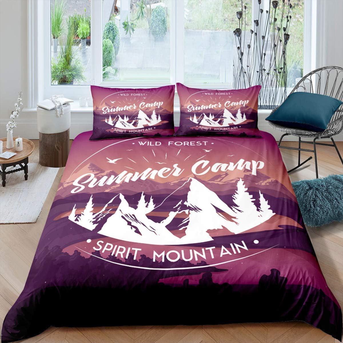 Feelyou Summer Camp Bedding Set for Kids Boys Girls Teens Spririt