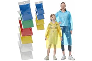 Habaylin Rain Poncho, Poncho Waterproof Clear Disposable Plastic Poncho Emergency Raincoats Family Pack for Women & Men