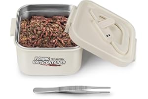 THKFISH Fishing Bait Container, Nightcrawler Box,Stainless Steel Insulated Live Bait Storage, Worm Bait Holder, Bait Storage 