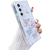 MUNDULEA Compatible with Samsung Galaxy Z Fold 7 Case Clear Butterfly Pink Women Girls TPU Sparkle Glitter Shockproof Phone Cover for Galaxy Z Fold 7 (Butterfly Pink)