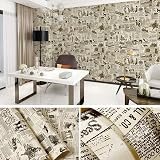 LEPENDOR Self-Adhesive Wallpaper Newspaper Pattern 0.45m x 3m Peel & Stick view 3
