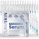 TURMSKIN® Hyaluronic Acid Serum Ampoules [ULTRA HYDRATING VIALS] - 3% Hyaluron Booster for Glass Skin & Anti Aging - 24 Hours Hydration - Soft PE Triple Hyaluronic Complex for Faceskin Repair & Renew