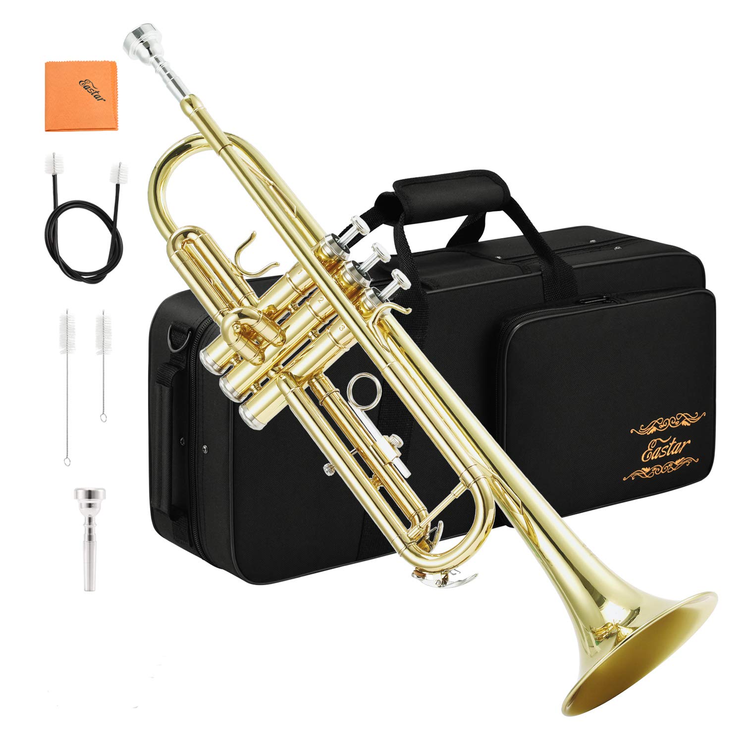 Eastar トランペット Bb調 Trumpet 初心者 清潔アクセサリー付 開学 学生 大人 (ゴールドブラス)商品画像