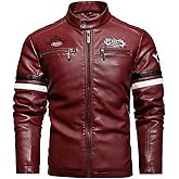 YXYSZZ Men's Faux Leather Jacket Zip Up Casual Windbreaker Motorcycle Jacket Biker Outwear Coat