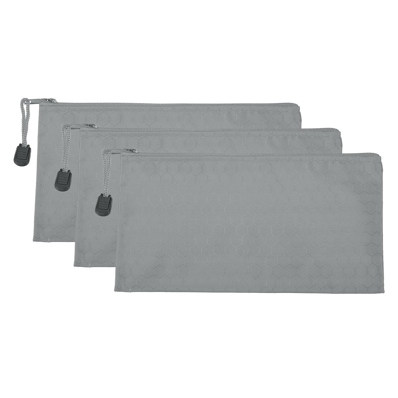 PATIKIL Waterproof Zipper File Bags, 3 Pack A6 Document Holders Pencil Pouch for Office, Gray