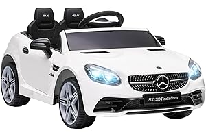 Aosom Mercedes SLC 300 Licensed Kids Electric Car with Remote Control, 12V Battery Powered Kids Ride on Car with Music, Lights, Suspension for 3-6 Years Old, White